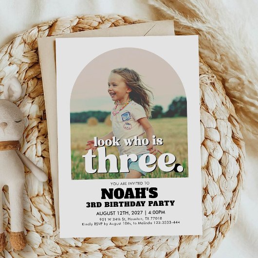 3e verjaardag uitnodiging Kijk wie er drie is