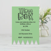 3e verjaardag uitnodiging - threerex dinosaur (Staand voorkant)