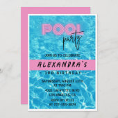 3e verjaardag uitnodiging voor haar Pool Party Sum (Voorkant / Achterkant)