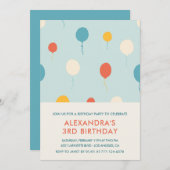 3e verjaardag uitnodigingen Ballonnen Modern (Voorkant / Achterkant)