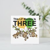 3e verjaardag van apen overhemden en cadeaus kaart (Staand voorkant)
