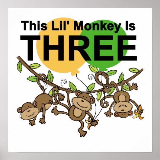 3e verjaardag van apen overhemden en cadeaus poster (Voorkant)