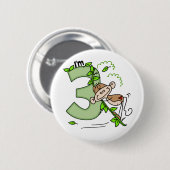3e verjaardag van tekenaap aap ronde button 5,7 cm (Voorkant /achterkant)