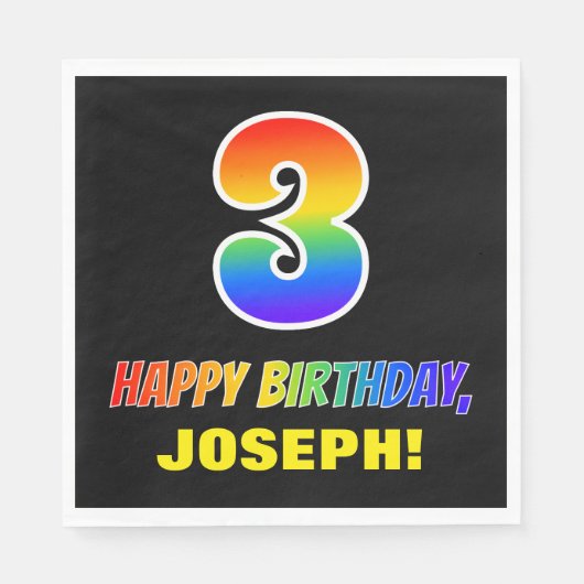 3e verjaardag: Vet, Vun, eenvoudig, regenboog 3 Servet (Voorkant)