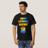 3e verjaardag — Vet, vun, regenboog 3, aangepaste  T-shirt (Voorkant volledig)