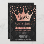 3e verjaardagsfeest - Royal Black Roos Gold Kaart (Voorkant / Achterkant)
