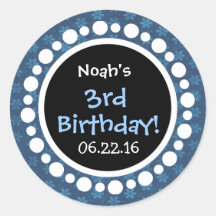 3e verjaardagsfeestje Blauwe bloemen en Polka stip