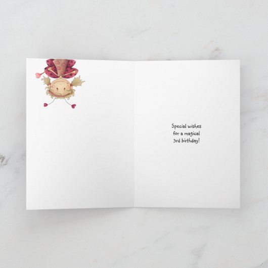 3e verjaardagskaart met schattige lieveheersbeestj kaart (Binnen)