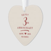 3e wit lederen bruiloft Jubileum Ornament (voorkant)