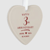 3e wit lederen bruiloft Jubileum Ornament (voorkant)