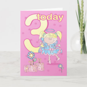 3ème ange de pastel de carte d'anniversaire