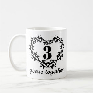 3ème Anniversaire 3 ans ensemble de coeur de tasse