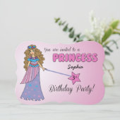3ème Anniversaire Invitation Princesse rose avec b (Debout devant)
