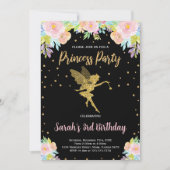3ème Black Floral Princess Invitation Anniversaire (Devant)