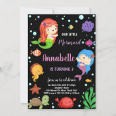 3ème Black Mermaids Invitations d'anniversaire (Devant)