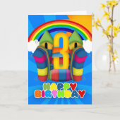 3ème Carte d'anniversaire avec le château plein (Fleur jaune)