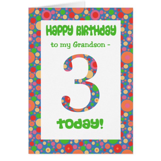 3ème Carte d'anniversaire pour le petit-fils, (Devant)