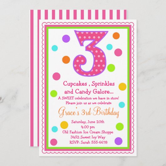 3ème invitation d'anniversaire de surprise douce (Devant / Derrière)