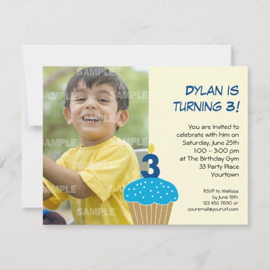 3ème invitation de fête d'anniversaire de petit (Devant)