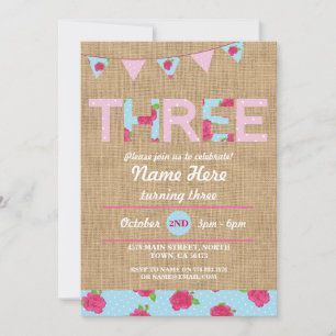 3ème Invitation de rose de la toile de jute 3 du