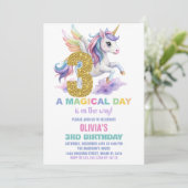 3ème Rainbow Unicorn Invitations Anniversaire Vol (Debout devant)