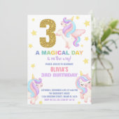 3ème Rainbow Unicorn Invitations Anniversaire Vol (Debout devant)