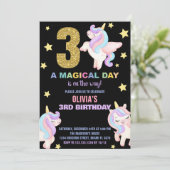 3ème Rainbow Unicorn Invitations Anniversaire Vol (Debout devant)