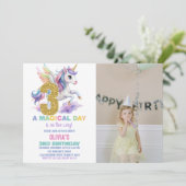 3ème Rainbow Unicorn Invitations d'anniversaire av (Debout devant)