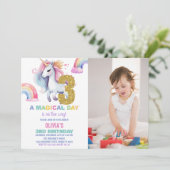 3ème Rainbow Unicorn Invitations d'anniversaire av (Debout devant)