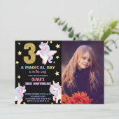 3ème Rainbow Unicorn Invitations d'anniversaire av (Debout devant)