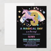 3ème Unicorn Invitations d'anniversaire (Devant / Derrière)