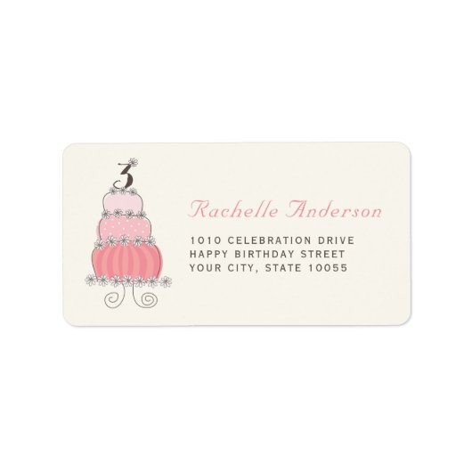 3èmes étiquettes de fête d'anniversaire de gâteau (Devant)