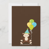 3èmes invitations de fête d'anniversaire de singe (Dos)