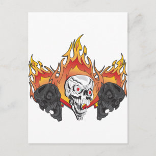 3flaming skulls kopiëren briefkaart