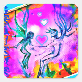 3GELOOF <3 FAERIES vierkante sticker