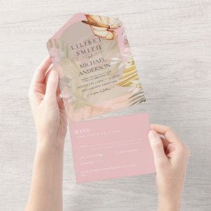 3in1 Boho Pampas Gras Trouw RSVP All In One Uitnodiging