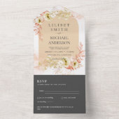3in1 Boho Pampas Grass Wedding RSVP All In One Uitnodiging (Binnen)
