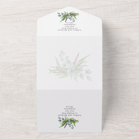 3in1 Eucalyptus Groenelementen FOTO Trouwbudget RS All In One Uitnodiging (Buitenkant)