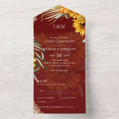 3in1 Monogram Zonnebloemen Pampas Grass Wedding RS All In One Uitnodiging (Binnen)