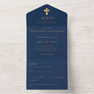 3in1 Ordination Jubileum INVITE and RSVP Priest All In One Uitnodiging