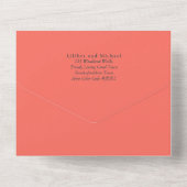 3in1 Perzik Koraal Tekst Uitnodiging Bruiloft RSVP (Achterkant)