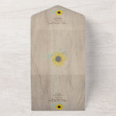 3in1 Rustige zonnebloemen Eucalyptus Wedding RSVP All In One Uitnodiging (Buitenkant)