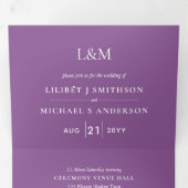 3in1 Wisteria Floral Violet Mariage Invitation RSV (Intérieur en premier)