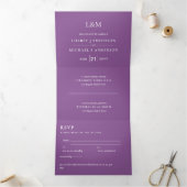 3in1 Wisteria Floral Violet Mariage Invitation RSV (Intérieur)