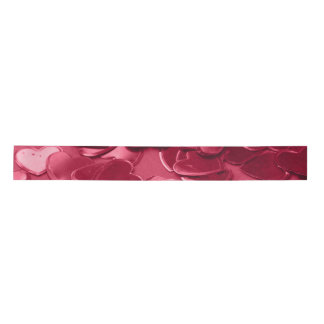 3in satin ribbon, pink heart confetti print lint