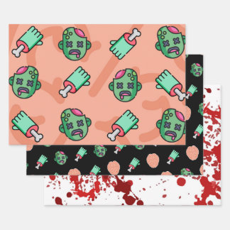 3pc Mmm, hersenen... Halloween inpakpapier vellen