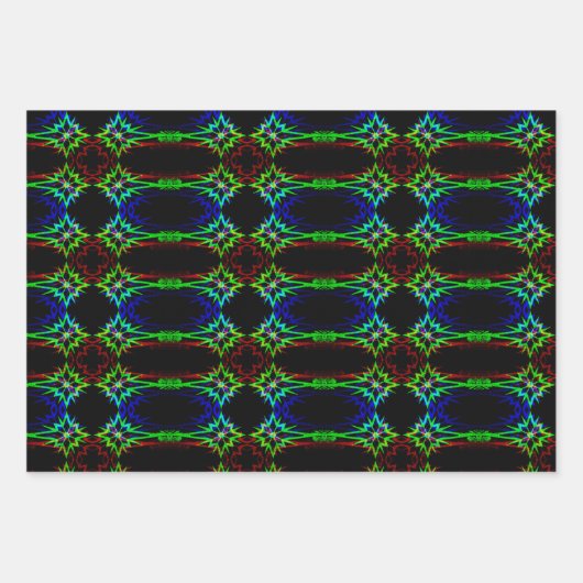 3pc Psychedelic Star Wrapping Papier Inpakpapier Vel (Voorkant 2)