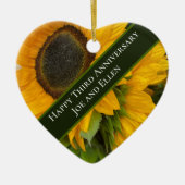 3rd Anniversary Editable Sunflower Keramisch Ornament (Voorkant)