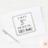 3RD BIRTHDAY, Art Deco Style, aangepaste naam Vierkante Sticker (Envelop)
