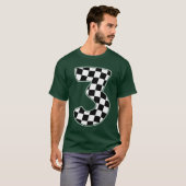 3rd Birthday Checkered Number 3 Car Racing Flag re T-shirt (Voorkant volledig)